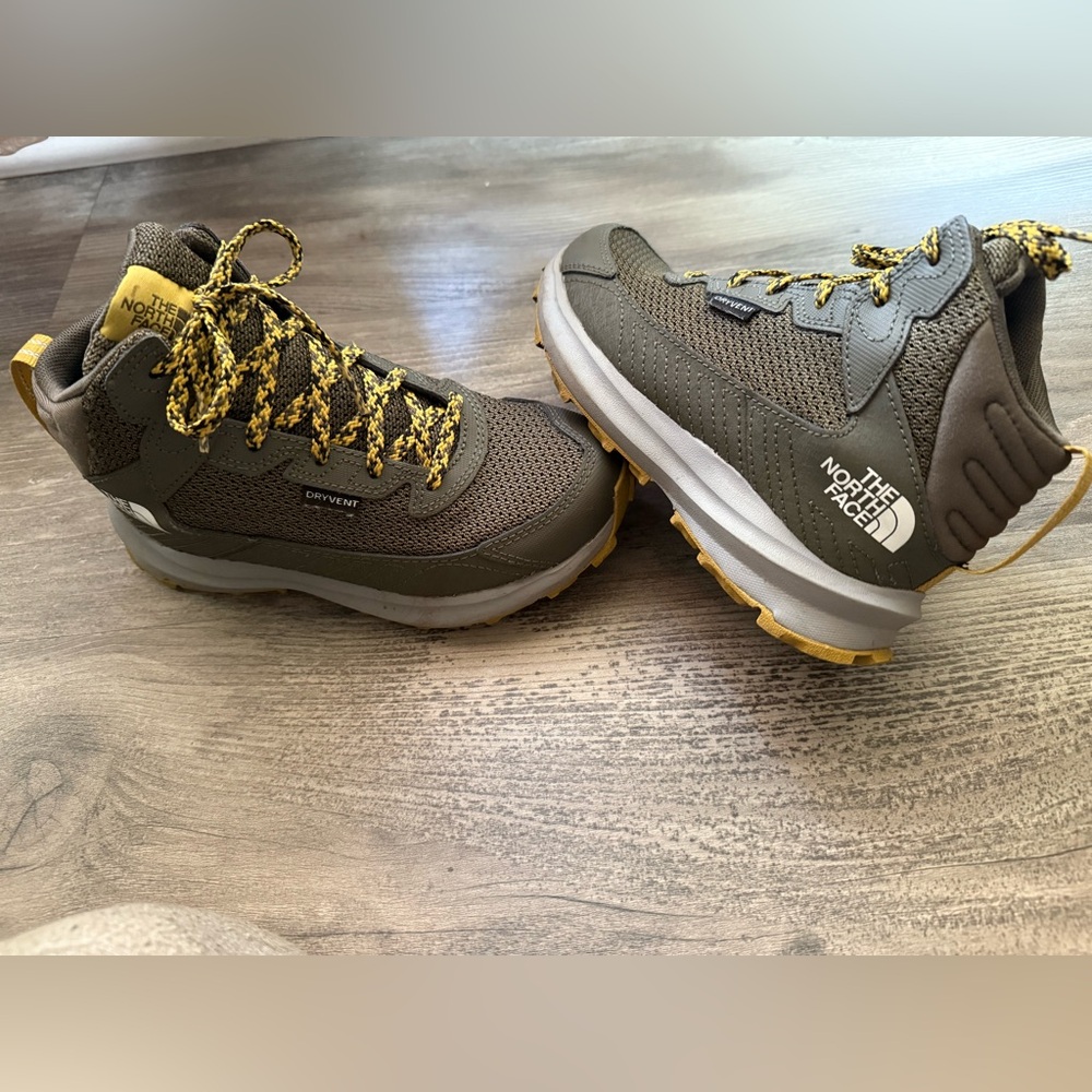 The North Face Green and Yellow Hiking Boots for Girls size 13